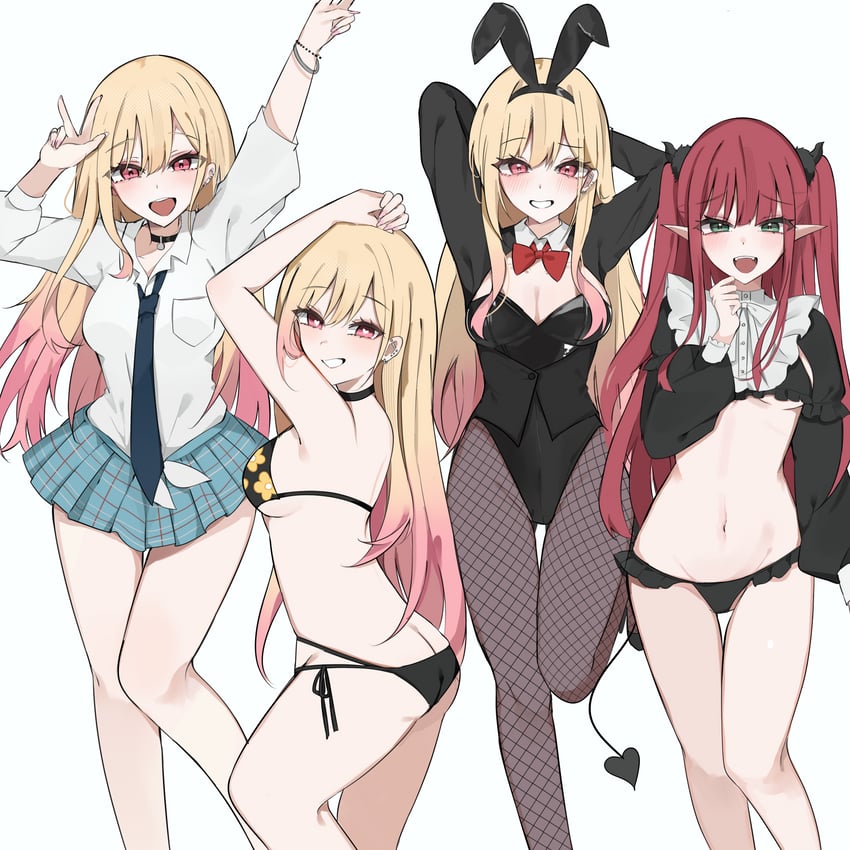 kitagawa marin and rizu-kyun (sono bisque doll wa koi wo suru) drawn by waimoniku