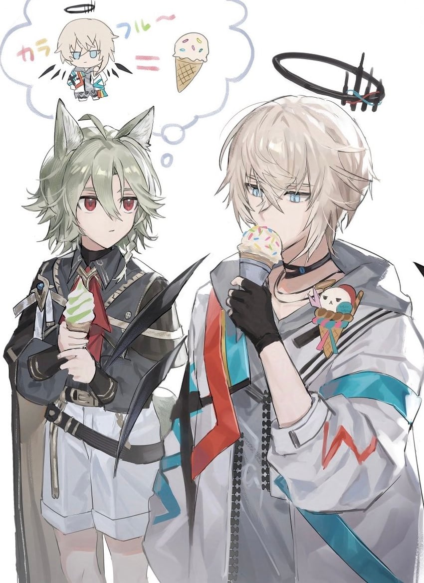 executor and bassline (arknights and 1 more) drawn by pimi