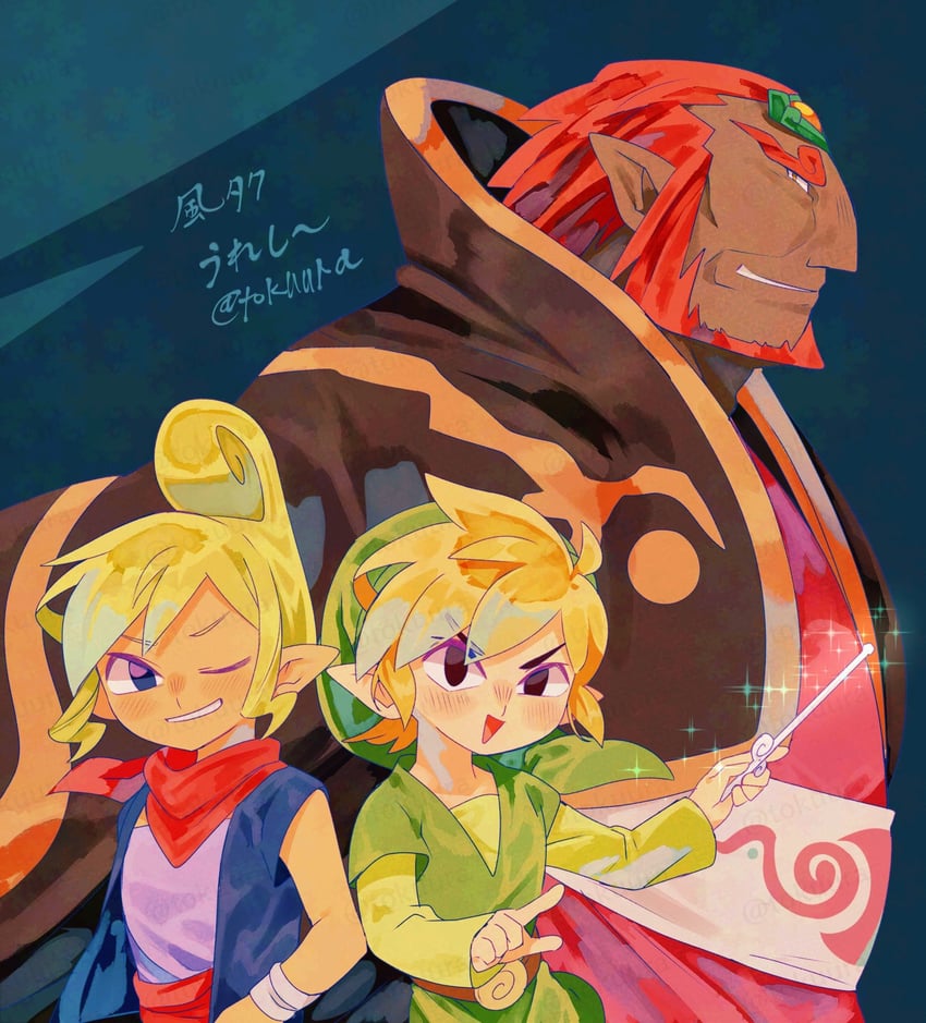 link, toon link, ganondorf, and tetra (the legend of zelda and 1 more) drawn by tokuura