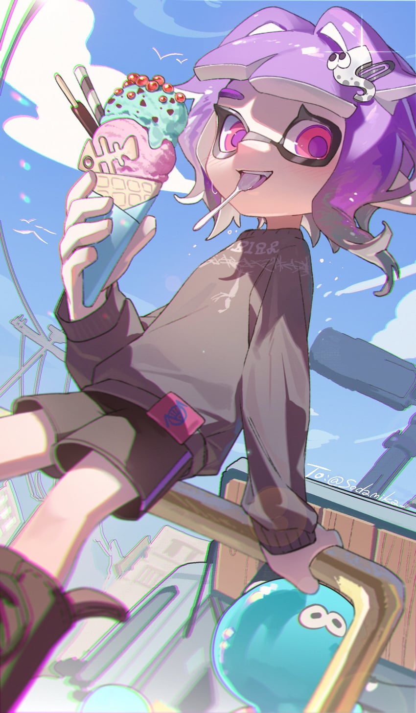 inkling player character, inkling girl, and jellyfish (splatoon and 1 more) drawn by namazuoku