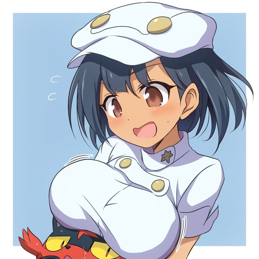 litten and aether foundation employee (pokemon and 1 more) drawn by curakuru