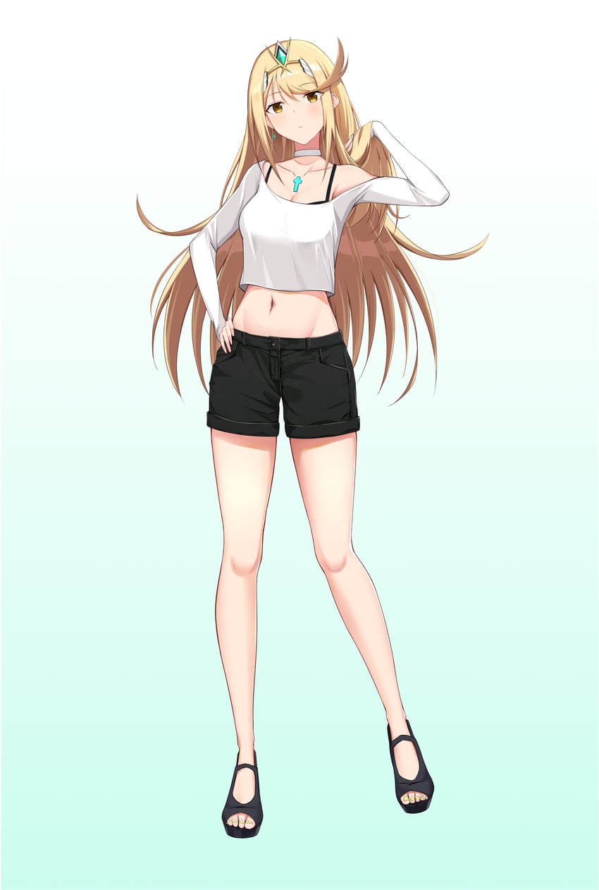 mythra (xenoblade chronicles and 1 more) drawn by backon