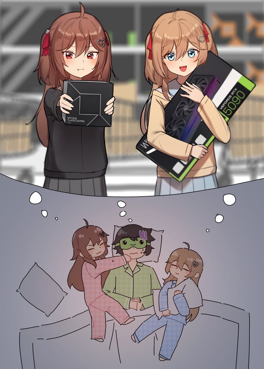 neuro-sama, evil neuro-sama, and vedal987 (indie virtual youtuber and 1 more) drawn by lavidi