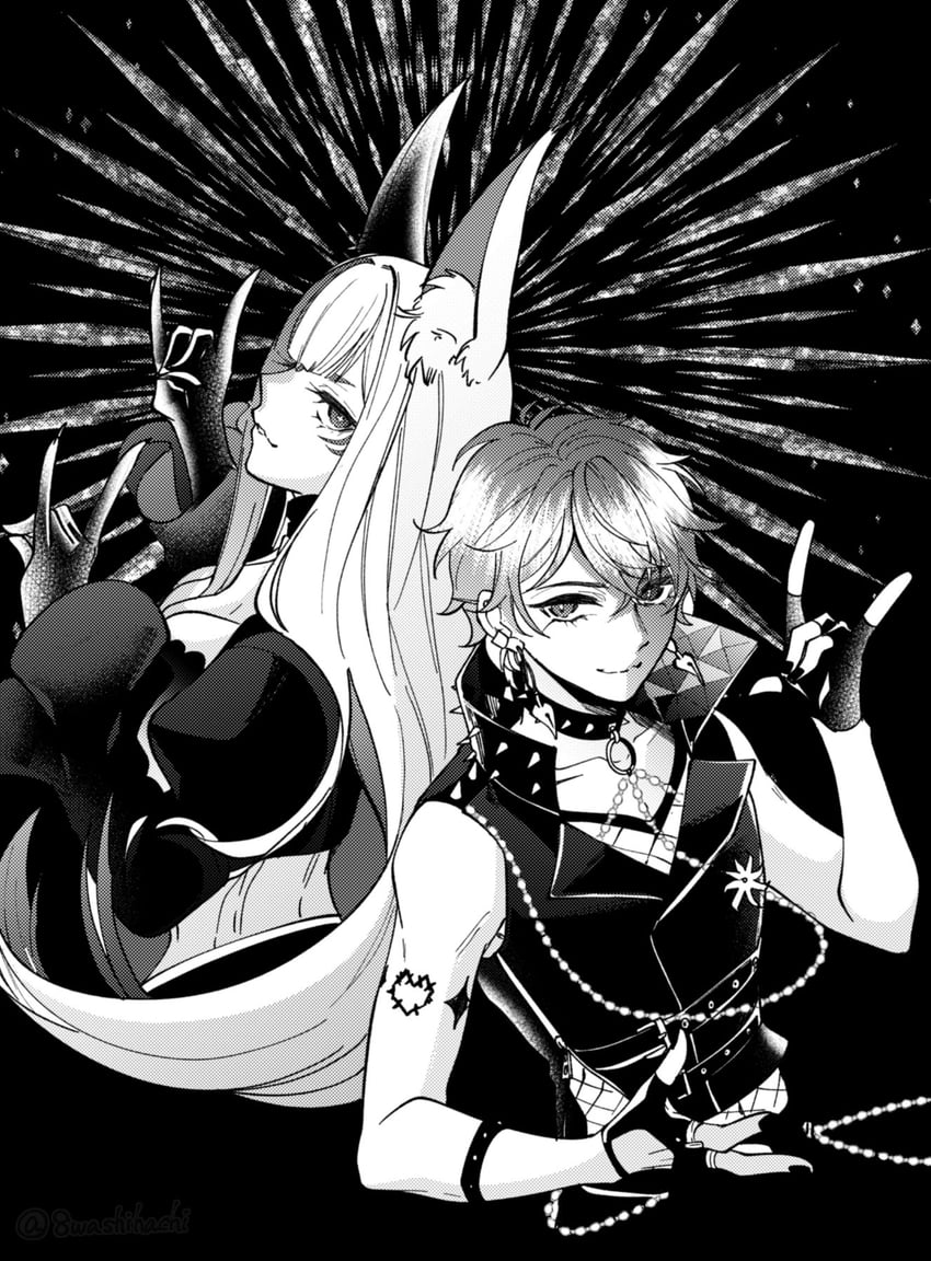 ike eveland and nina kosaka (nijisanji and 1 more) drawn by ba_hezhi_feng