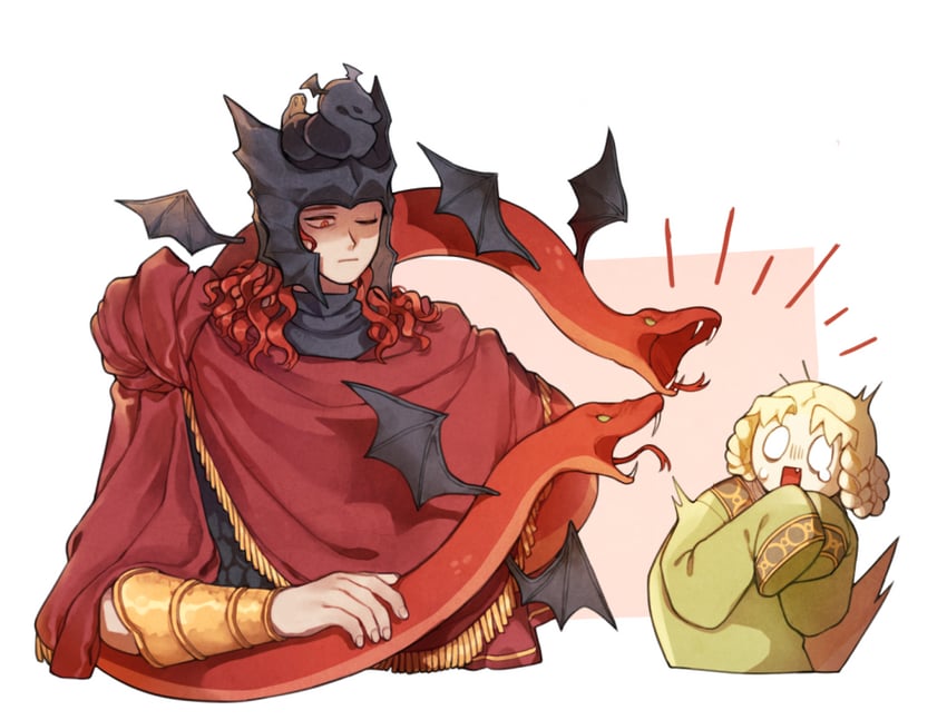 messmer the impaler and rya (elden ring and 1 more) drawn by donar0217