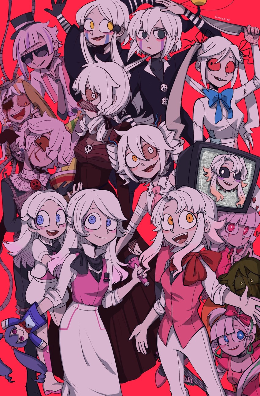 foxy, bonnie, vanny, springtrap, glamrock chica, and 13 more (helltaker and 7 more) drawn by himuhino