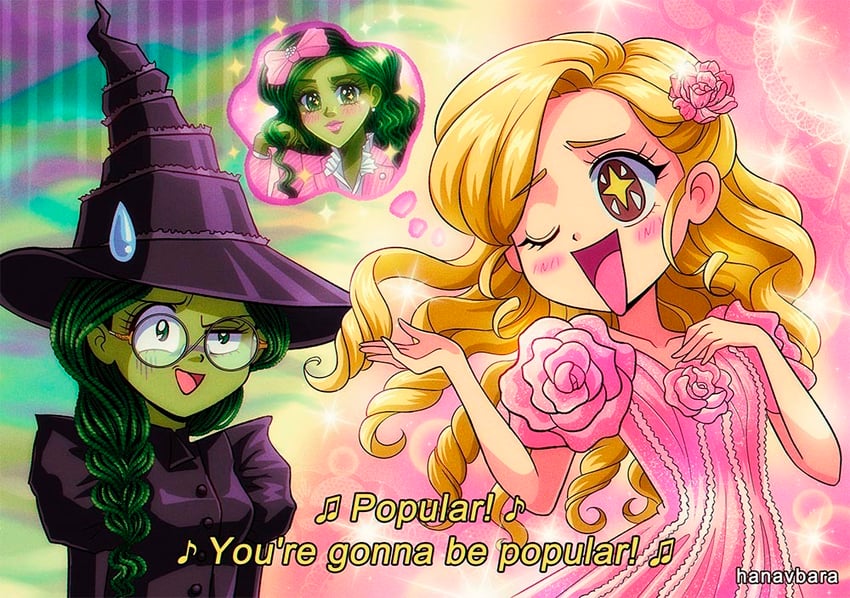 good witch of the north and elphaba thropp (wicked) drawn by hanavbara