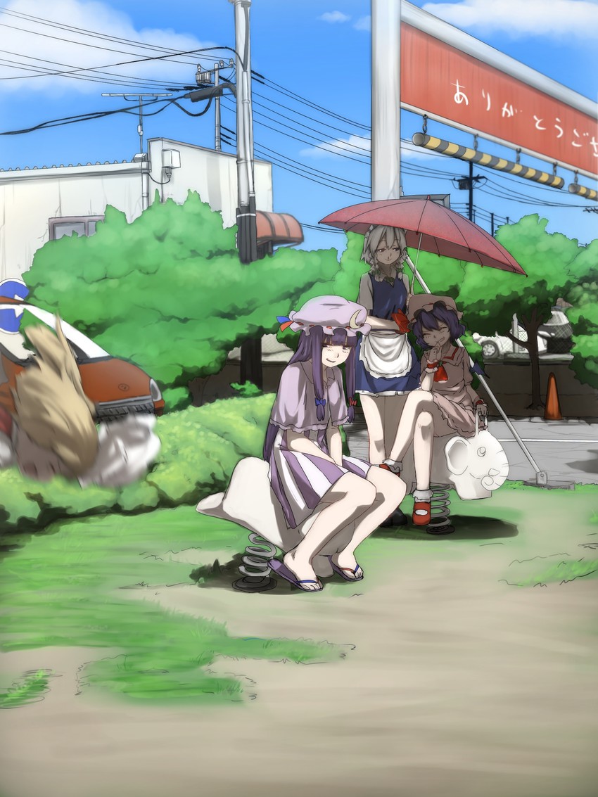remilia scarlet, flandre scarlet, izayoi sakuya, and patchouli knowledge (touhou) drawn by terimayo