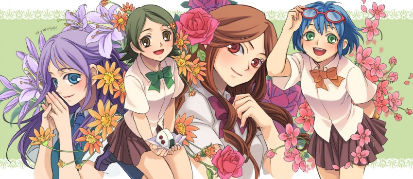 otonashi haruna, raimon natsumi, kudou fuyuka, and kino aki (inazuma eleven) drawn by lizzydom