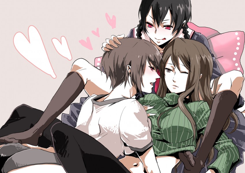 orihara mairu, orihara kururi, and yagiri namie (durarara!!) drawn by noppo
