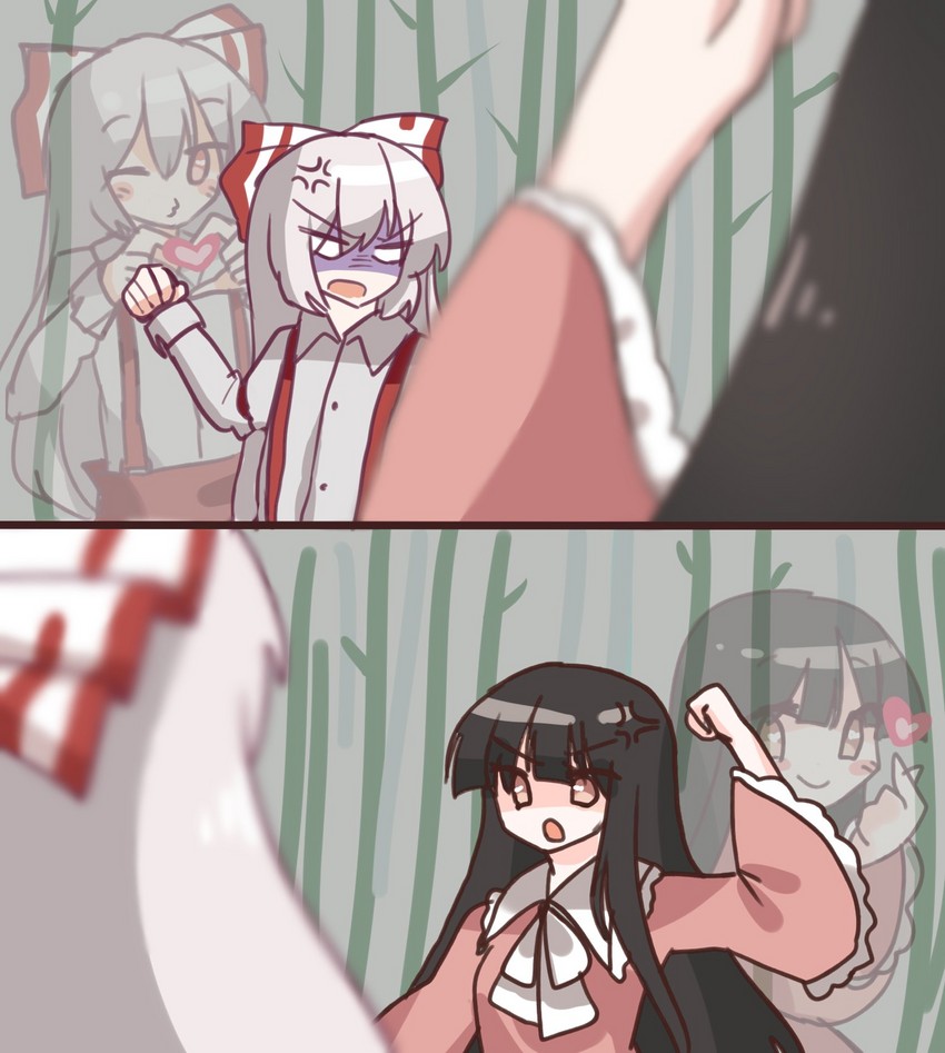 fujiwara no mokou and houraisan kaguya (touhou) drawn by pudding_(skymint_028)