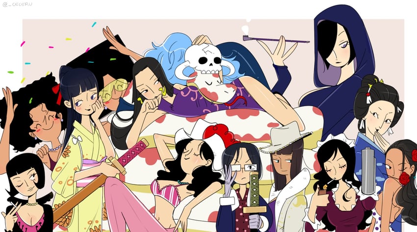 nico robin, boa hancock, salome, tashigi, baby 5, and 8 more (one piece) drawn by cesel