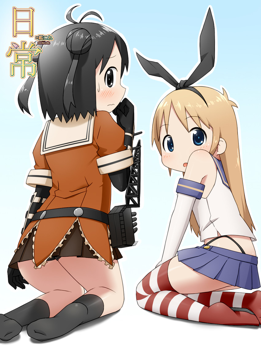 shimakaze, naka, shinonome nano, and professor shinonome (kantai collection and 1 more) drawn by mikakeha