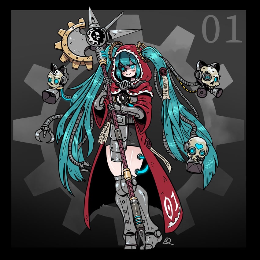 hatsune miku and adeptus mechanicus (vocaloid and 1 more) drawn by kabewski