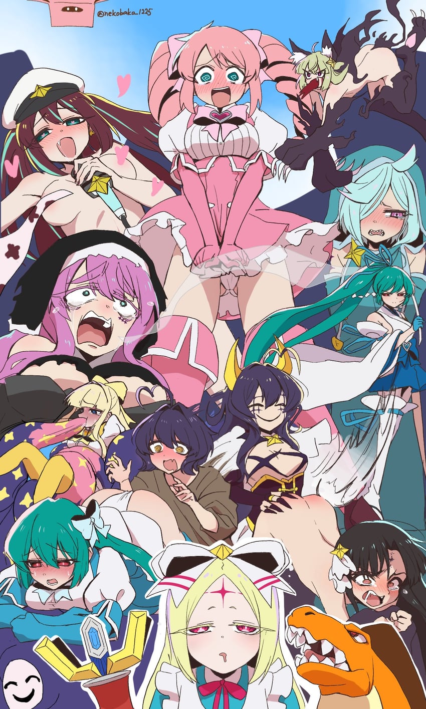 hiiragi utena, magia baiser, araga kiwi, minakami sayo, leoparde, and 14 more (mahou shoujo ni akogarete) drawn by omochi_inu_nekobako