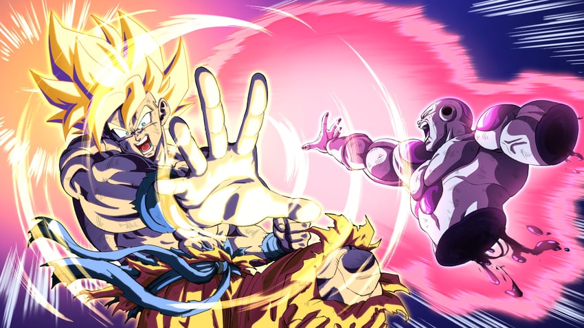 son goku, frieza, and full power frieza (dragon ball and 1 more) drawn by eegiiartto