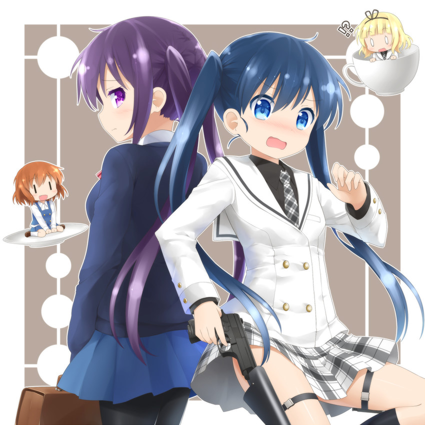 kirima syaro, tedeza rize, komichi aya, inokuma youko, and taneda risa (gochuumon wa usagi desu ka? and 2 more) drawn by goribote