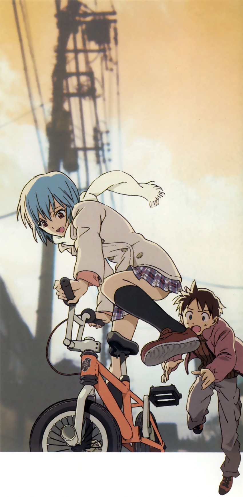ayanami rei and ikari shinji (neon genesis evangelion) drawn by tsurumaki_kazuya