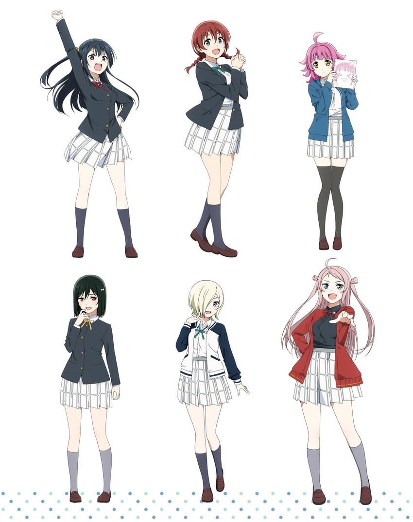 yuki setsuna, tennoji rina, emma verde, mifune shioriko, zhong lanzhu, and 1 more (love live! and 1 more) drawn by yokota_takumi