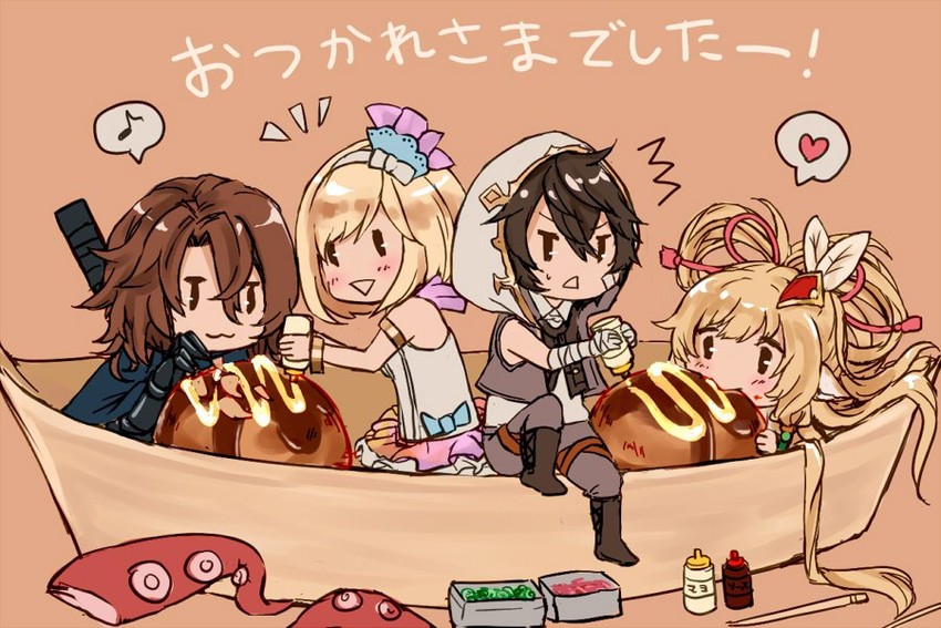 djeeta, mahira, siegfried, ayer, and superstar (granblue fantasy) drawn by chabo213