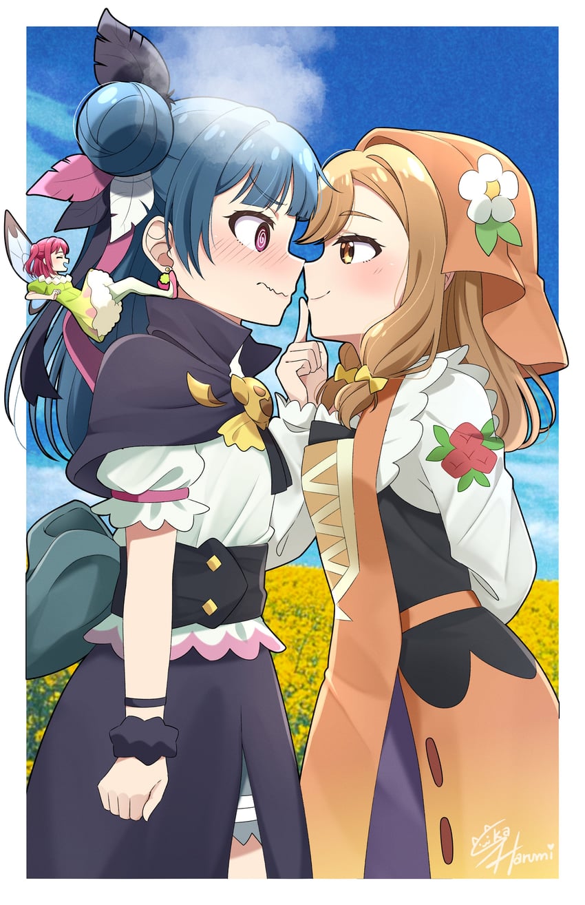 tsushima yoshiko, kunikida hanamaru, kurosawa ruby, yohane, hanamaru, and 1 more (love live! and 2 more) drawn by ska.harumi