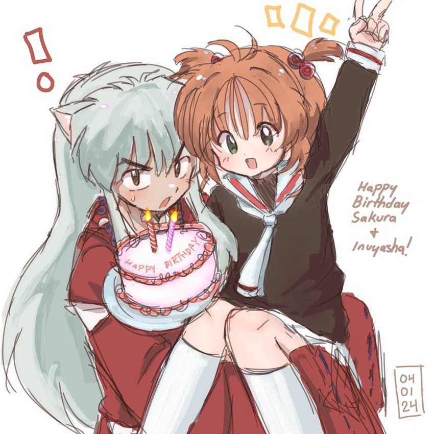 kinomoto sakura and inuyasha (cardcaptor sakura and 1 more) drawn by eextrovrt