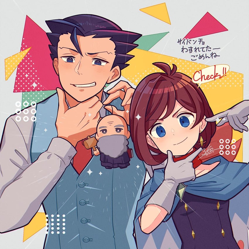 phoenix wright and trucy wright (ace attorney and 1 more) drawn by 3llo_3