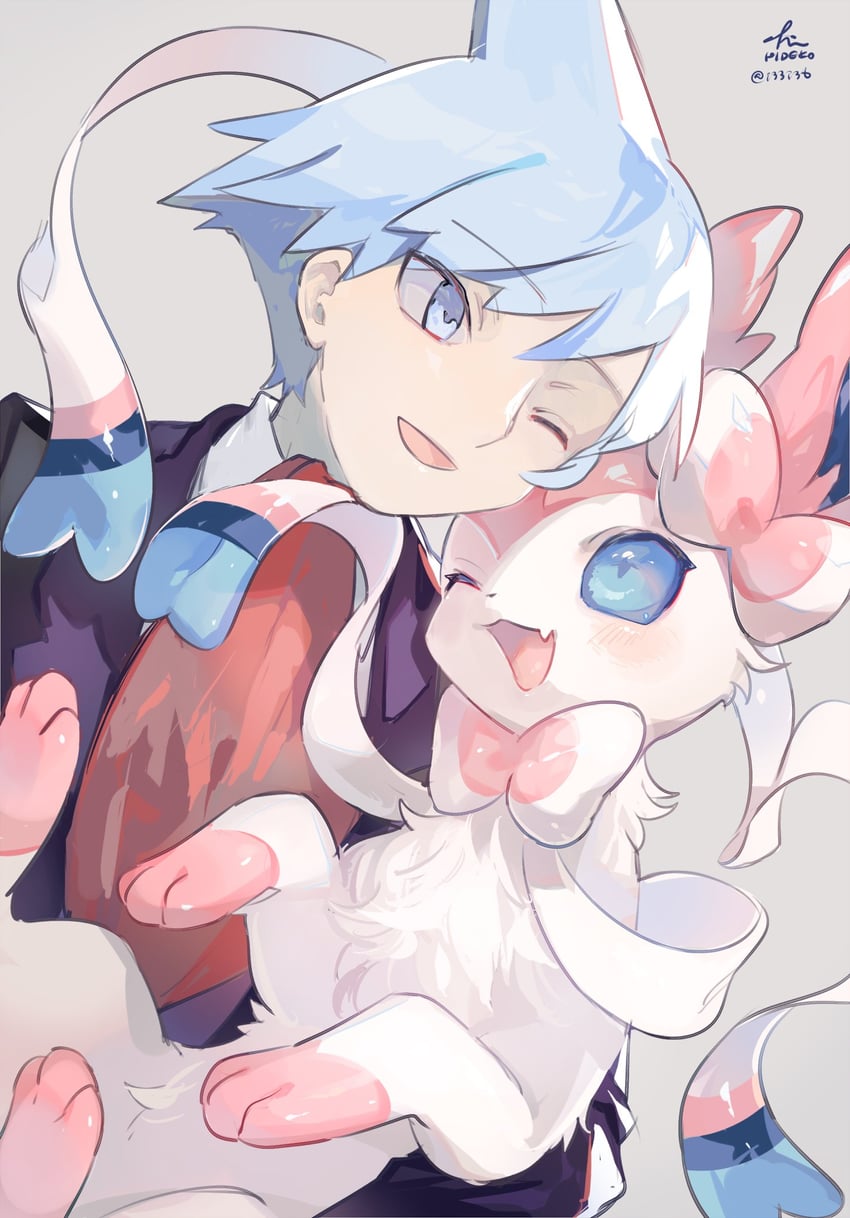 sylveon and steven stone (pokemon and 1 more) drawn by hideko_(l33l3b)