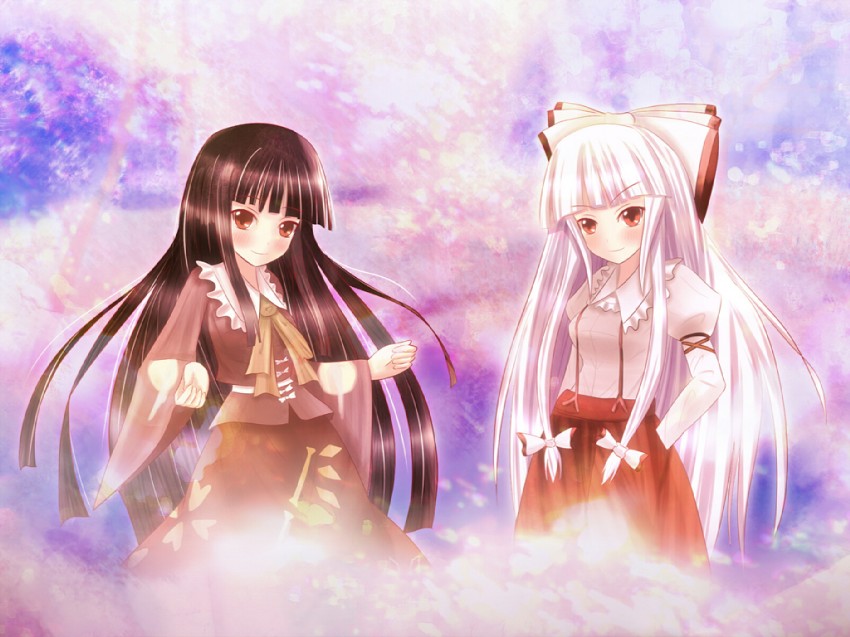 fujiwara no mokou and houraisan kaguya (touhou) drawn by non_(nobu)