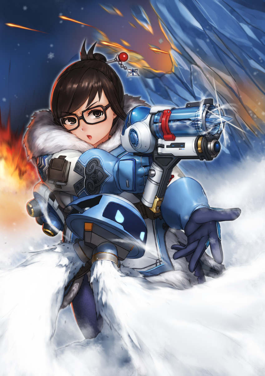 mei and snowball (overwatch and 1 more) drawn by qingmingtongzi