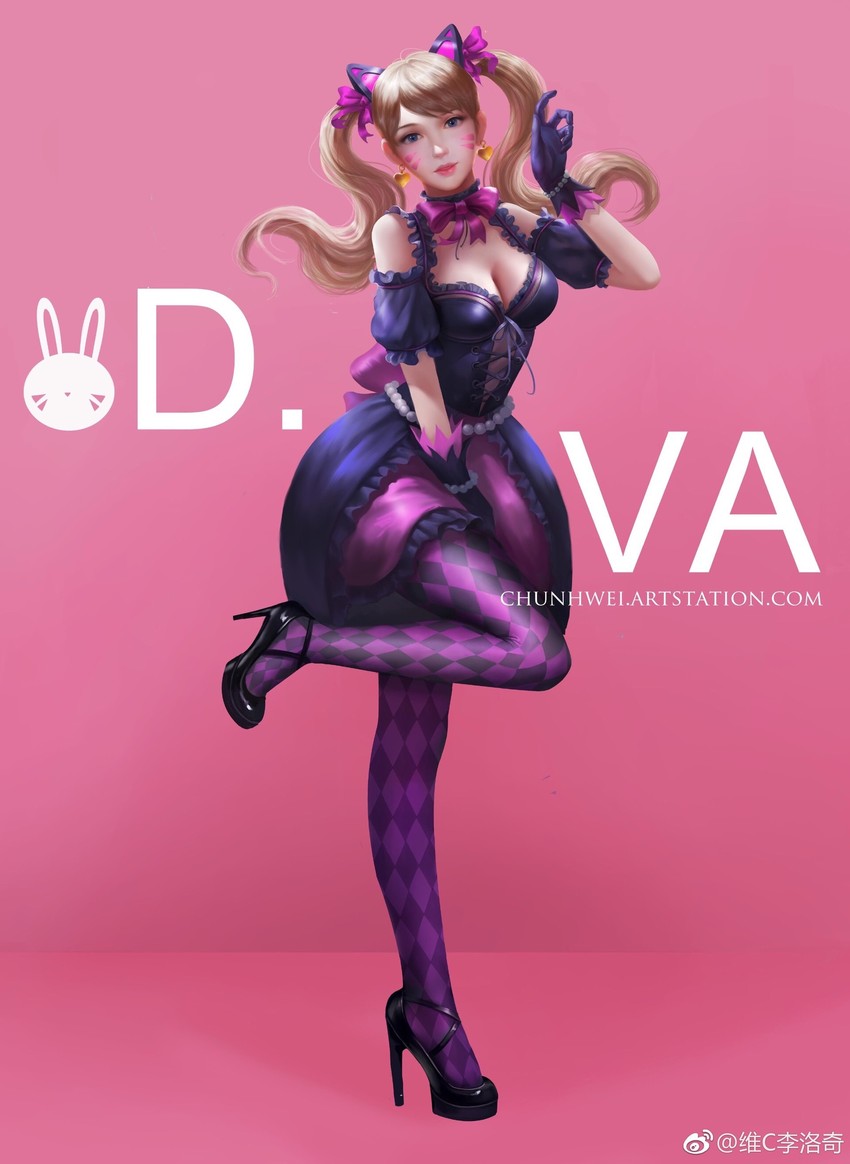 d.va and black cat d.va (overwatch and 1 more) drawn by chunhwei_lee