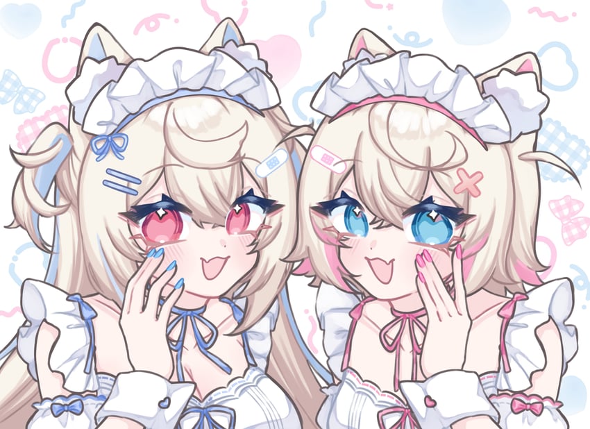 fuwawa abyssgard and mococo abyssgard (hololive and 1 more) drawn by yamiescupid
