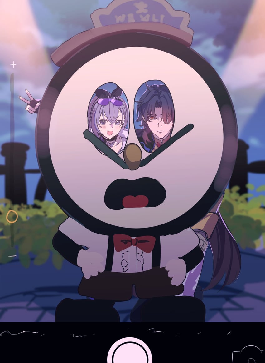 silver wolf, blade, and clockie (honkai and 1 more) drawn by zassyoku_dd