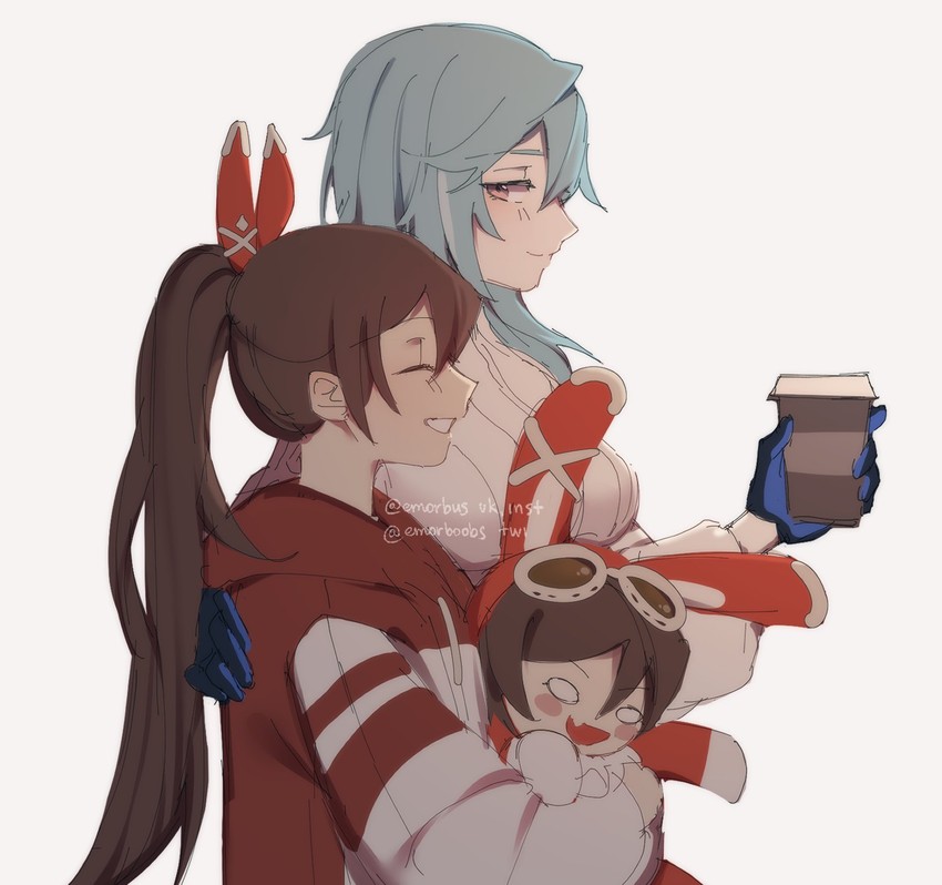 eula, amber, and baron bunny (genshin impact) drawn by emorboobs