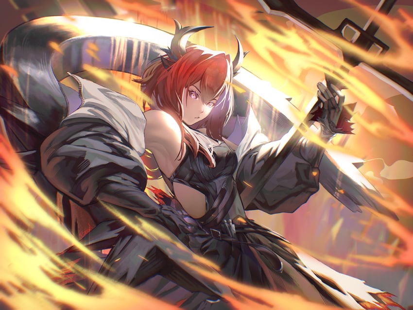 surtr and laevatein (arknights and 1 more) drawn by beewl0
