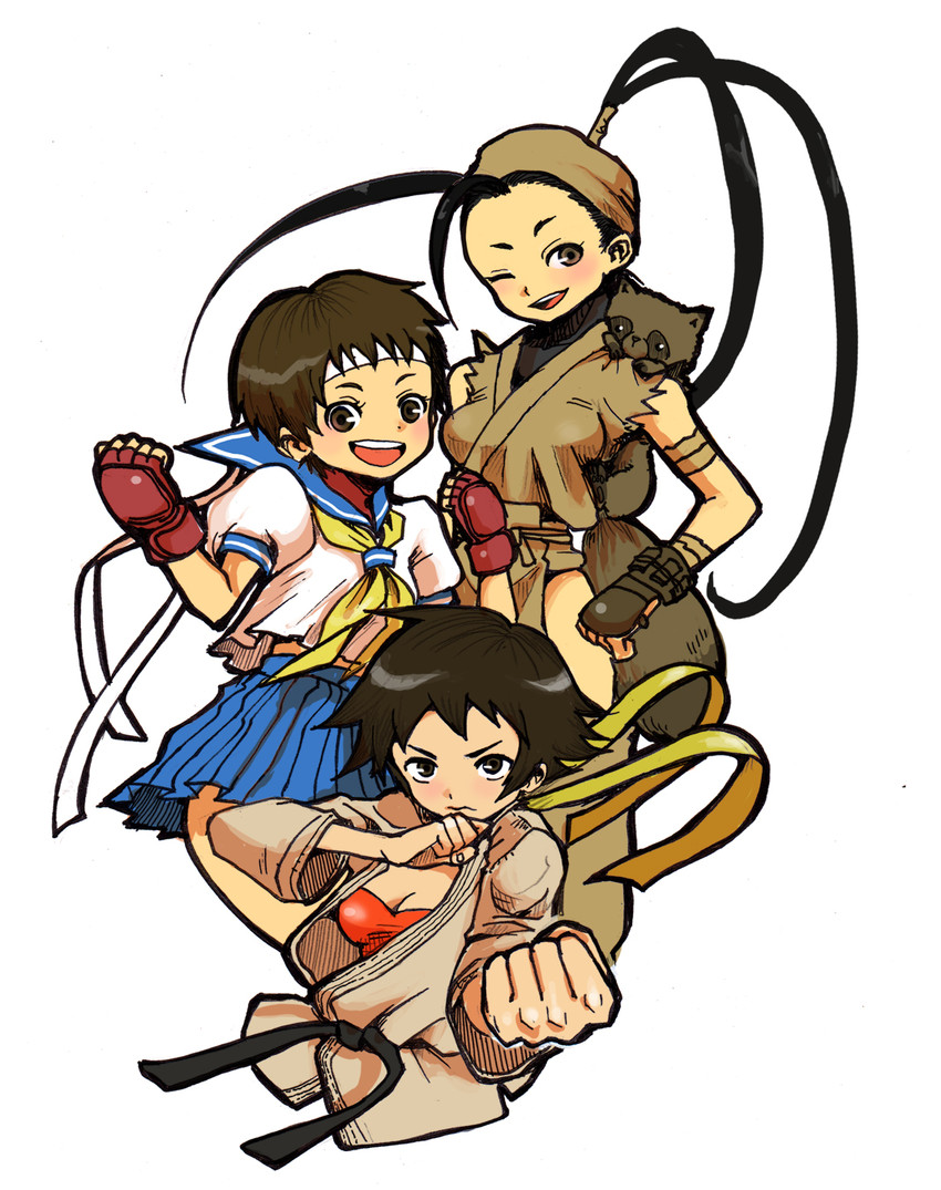 kasugano sakura, makoto, and ibuki (street fighter and 1 more) drawn by riry