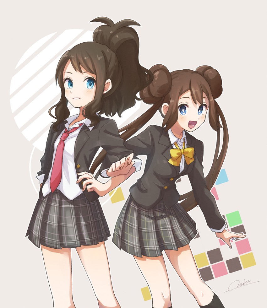 rosa and hilda (pokemon and 2 more) drawn by miu_(miuuu_721)