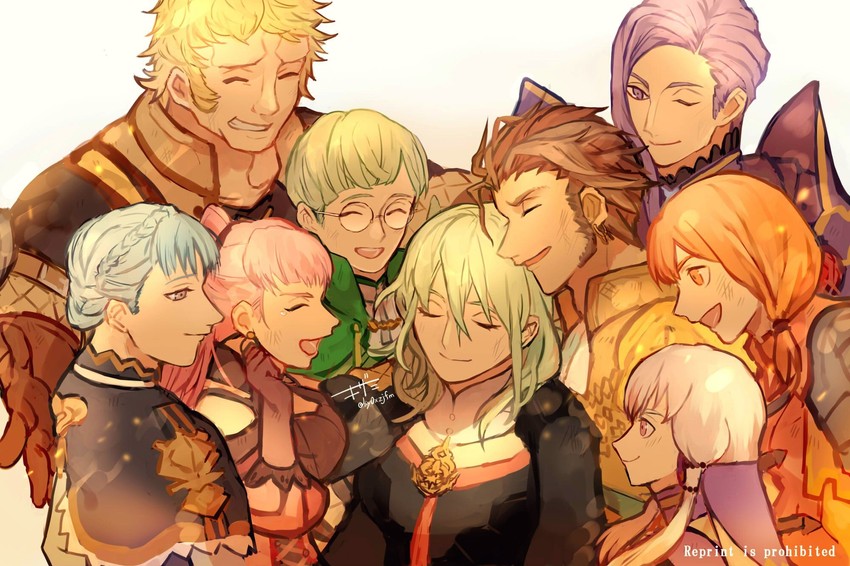 hilda valentine goneril, lysithea von ordelia, marianne von edmund, claude von riegan, female byleth, and 4 more (fire emblem and 1 more) drawn by kizami_(hetaisi)