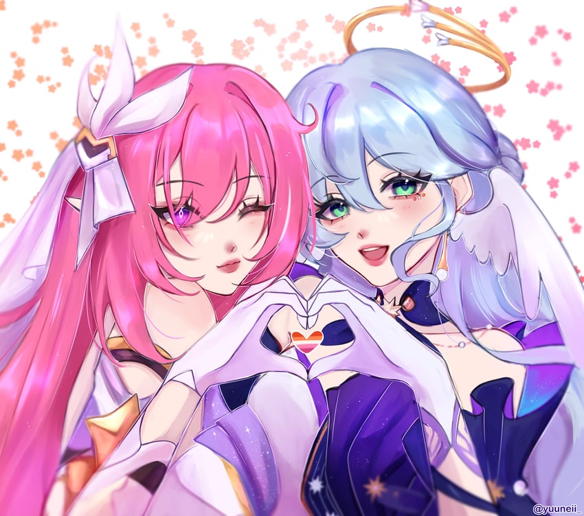 robin and elysia (honkai and 2 more) drawn by nico_(yuuneii)