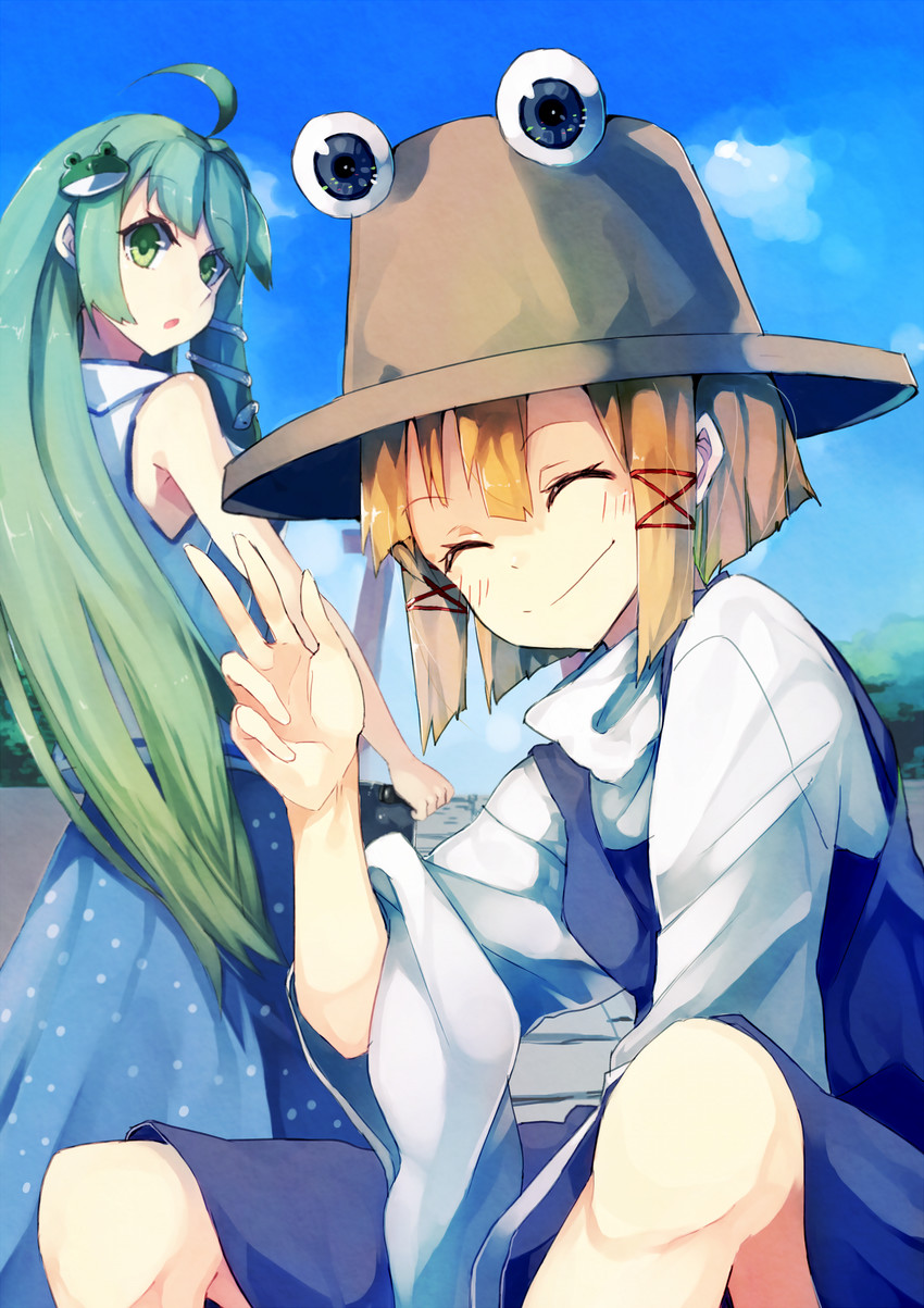kochiya sanae and moriya suwako (touhou) drawn by suminagashi