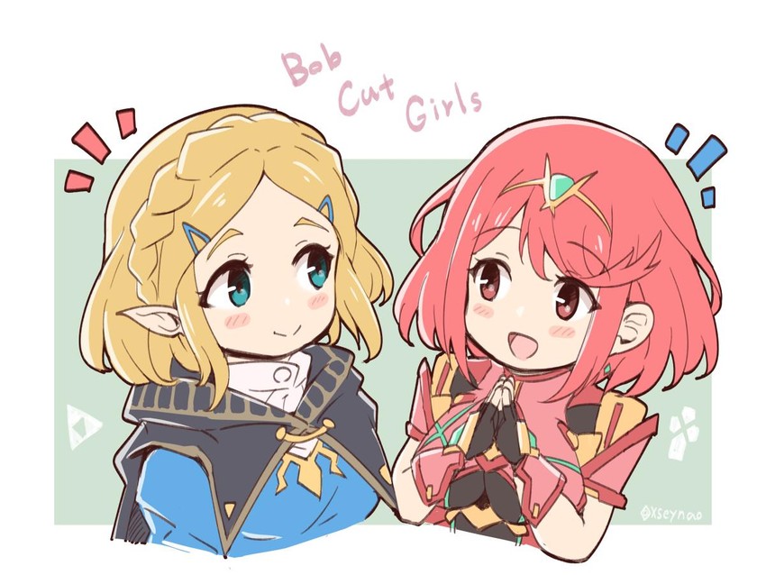 princess zelda and pyra (the legend of zelda and 3 more) drawn by mochimochi_(xseynao)