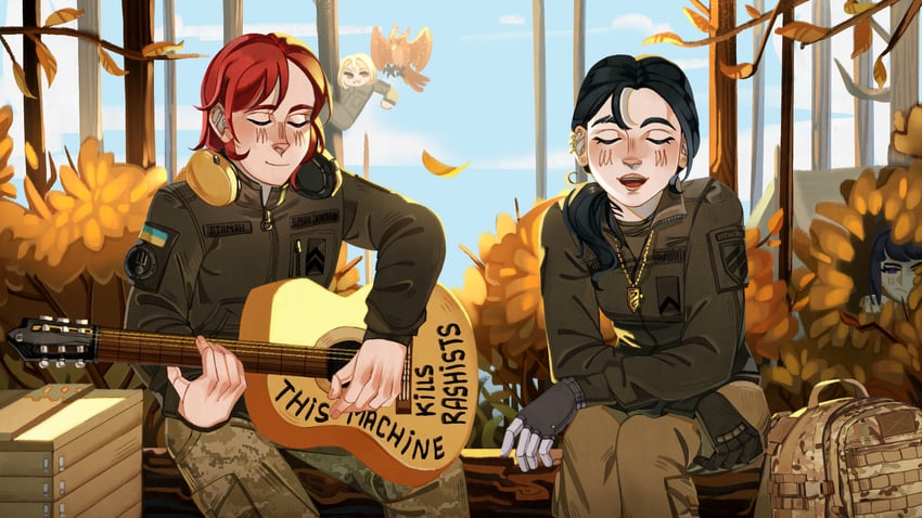 marichka, eva, kenneth del duca, and hanna kovalchuk (original) drawn by linyvets_chan