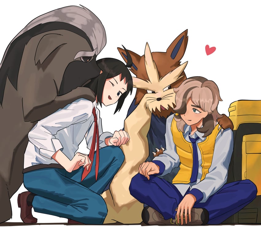 arven, cheren, mabosstiff, and stoutland (pokemon and 2 more) drawn by umebosi_nigame