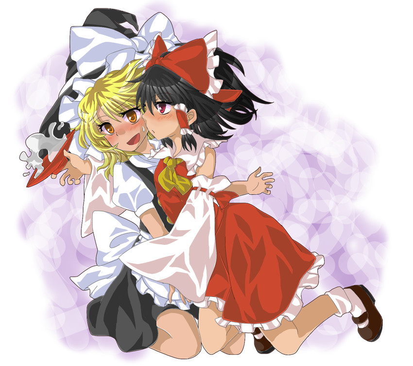 hakurei reimu and kirisame marisa (touhou) drawn by mirei_(miirei)