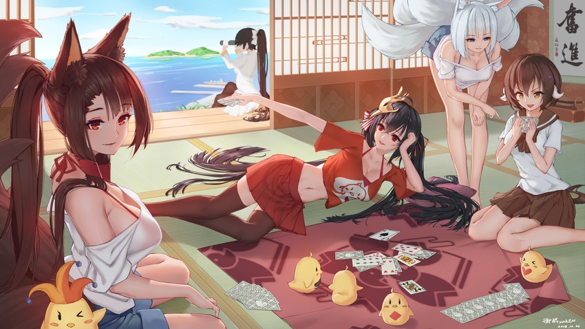 taihou, kaga, takao, akagi, and mikasa (azur lane) drawn by omae_yoken