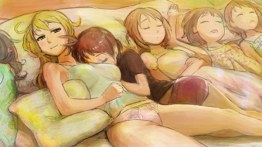 hoshii miki, hagiwara yukiho, futami mami, futami ami, and hidaka ai (idolmaster and 1 more) drawn by 6066