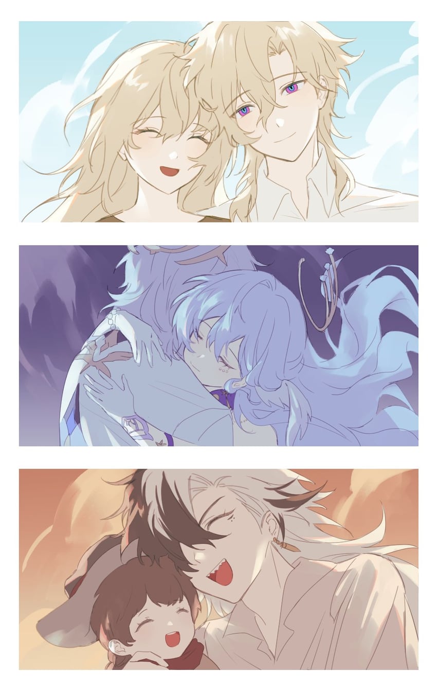 robin, aventurine, sunday, boothill, kakavasha's sister, and 1 more (honkai and 1 more) drawn by rio_(rio773)