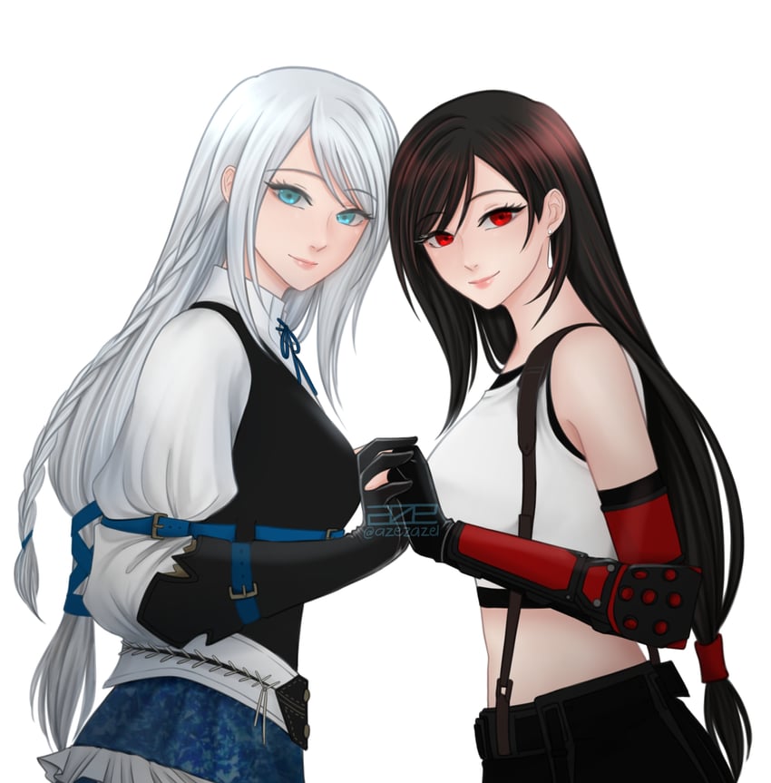 tifa lockhart and jill warrick (final fantasy and 3 more) drawn by azezazel