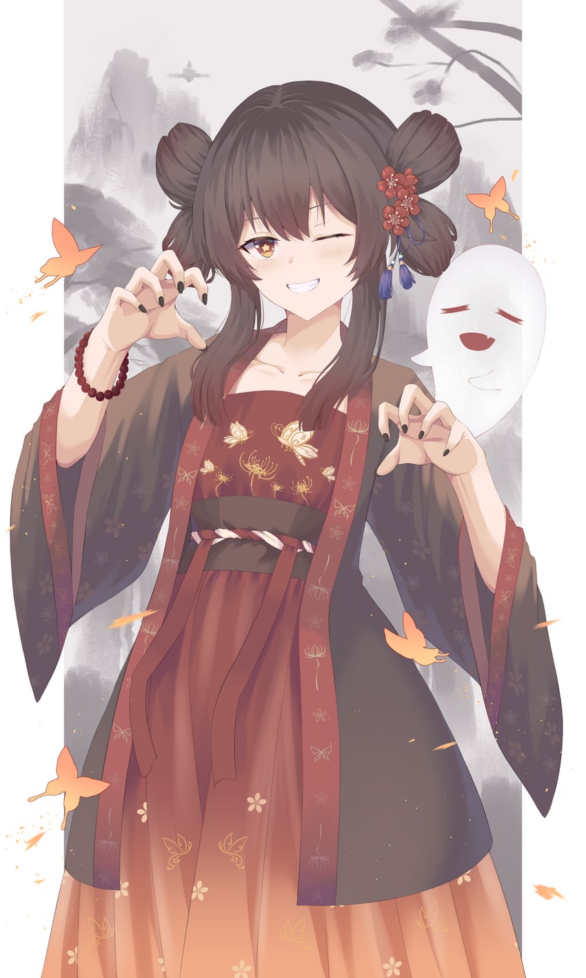 hu tao and boo tao (genshin impact) drawn by lappla