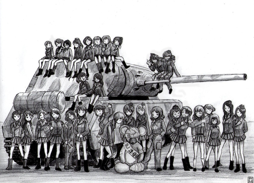 nishizumi maho, itsumi erika, and kojima emi (girls und panzer) drawn by yuzukoseu_(jukaibo1807)
